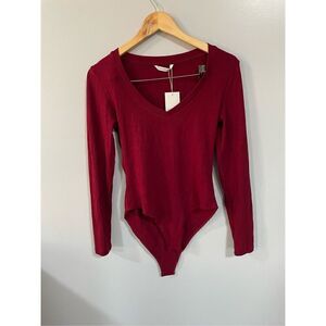 Brand New Mangopop Women’s Medium Red Long Sleeve Bodysuit Shape wear